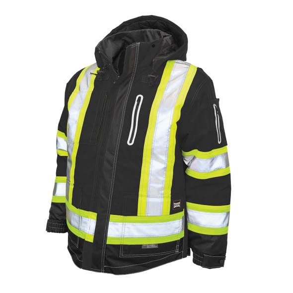 Tough Duck Enhanced Vis X-Back 4-in-1 Black Ripstop Jacket S187-BLK Front